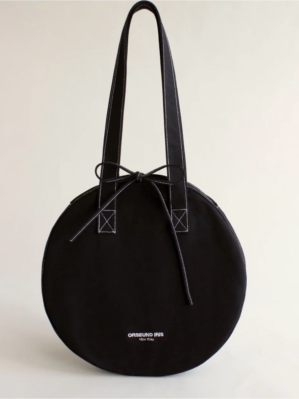 Orseund Iris Black Round 15" Tote with Drawstring